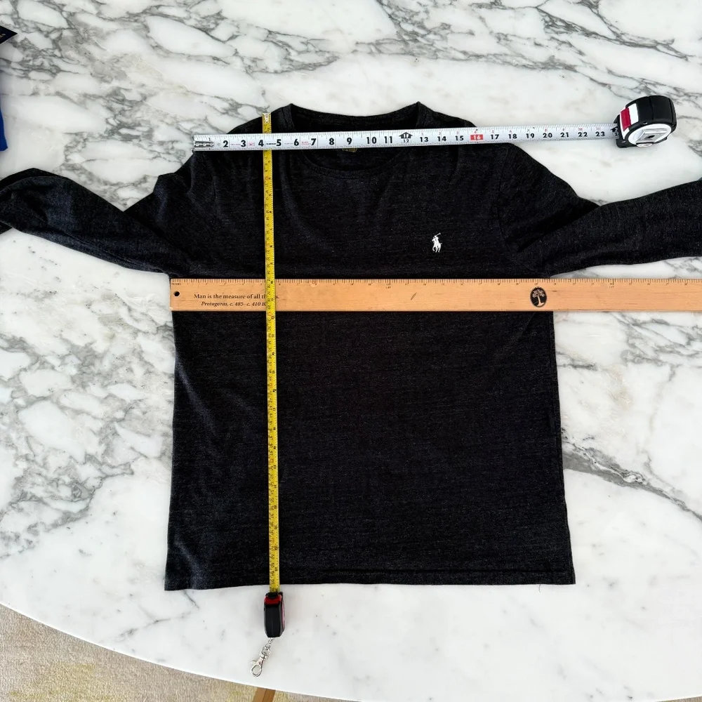 Polo‎ Ralph Lauren Mens Medium Dark Gray Long sleeve Cotton T-shirt